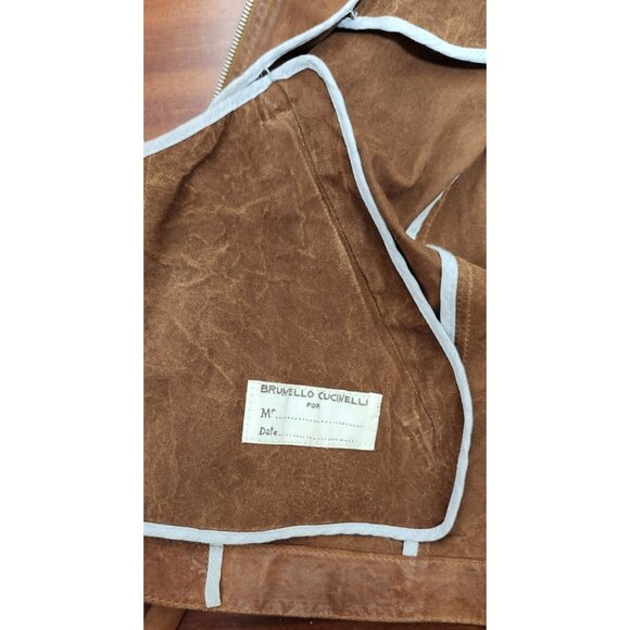 Brunello Cucinelli Riders Real Leather Jacket Brown Size S - Picture 10 of 16
